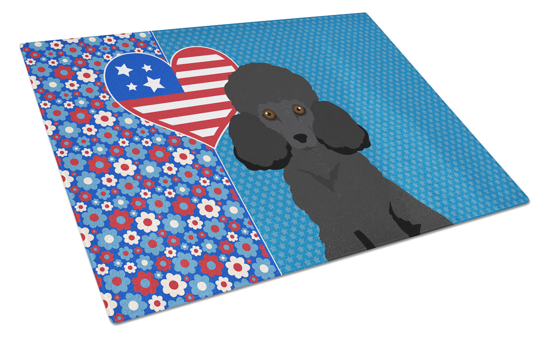 Toy Black Poodle USA American Glass Cutting Board Decorative Tempered Glass Kitchen Cutting and Serving Board Large Size Chopping Board