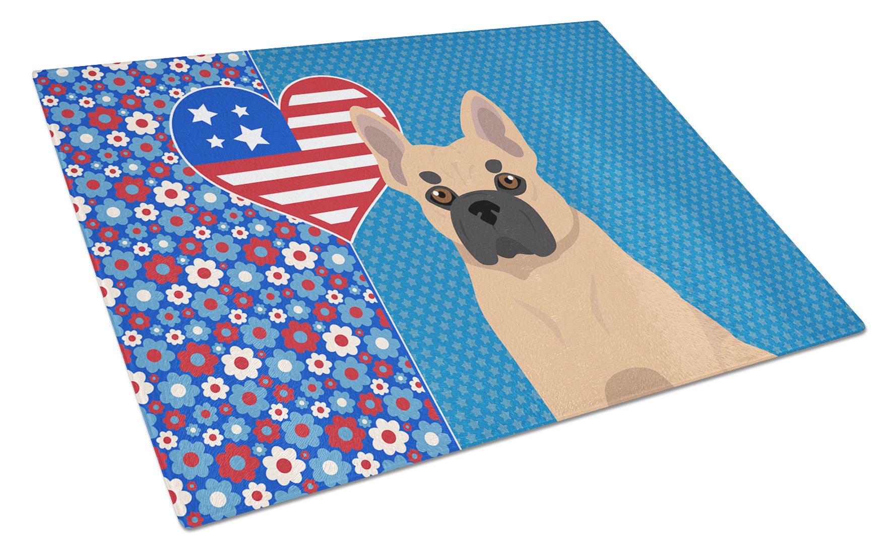 Fawn French Bulldog USA American Glass Cutting Board Decorative Tempered Glass Kitchen Cutting and Serving Board Large Size Chopping Board