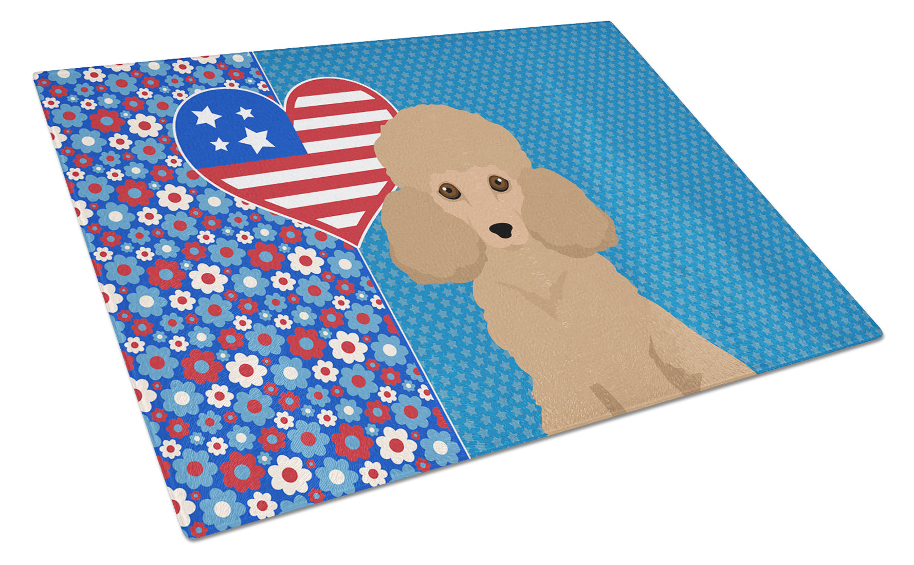 Toy Apricot Poodle USA American Glass Cutting Board Decorative Tempered Glass Kitchen Cutting and Serving Board Large Size Chopping Board