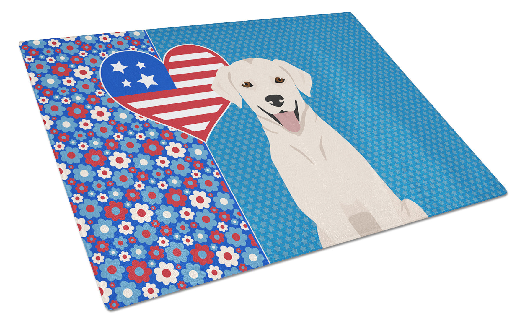 White Cream Labrador Retriever USA American Glass Cutting Board Decorative Tempered Glass Kitchen Cutting and Serving Board Large Size Chopping Board