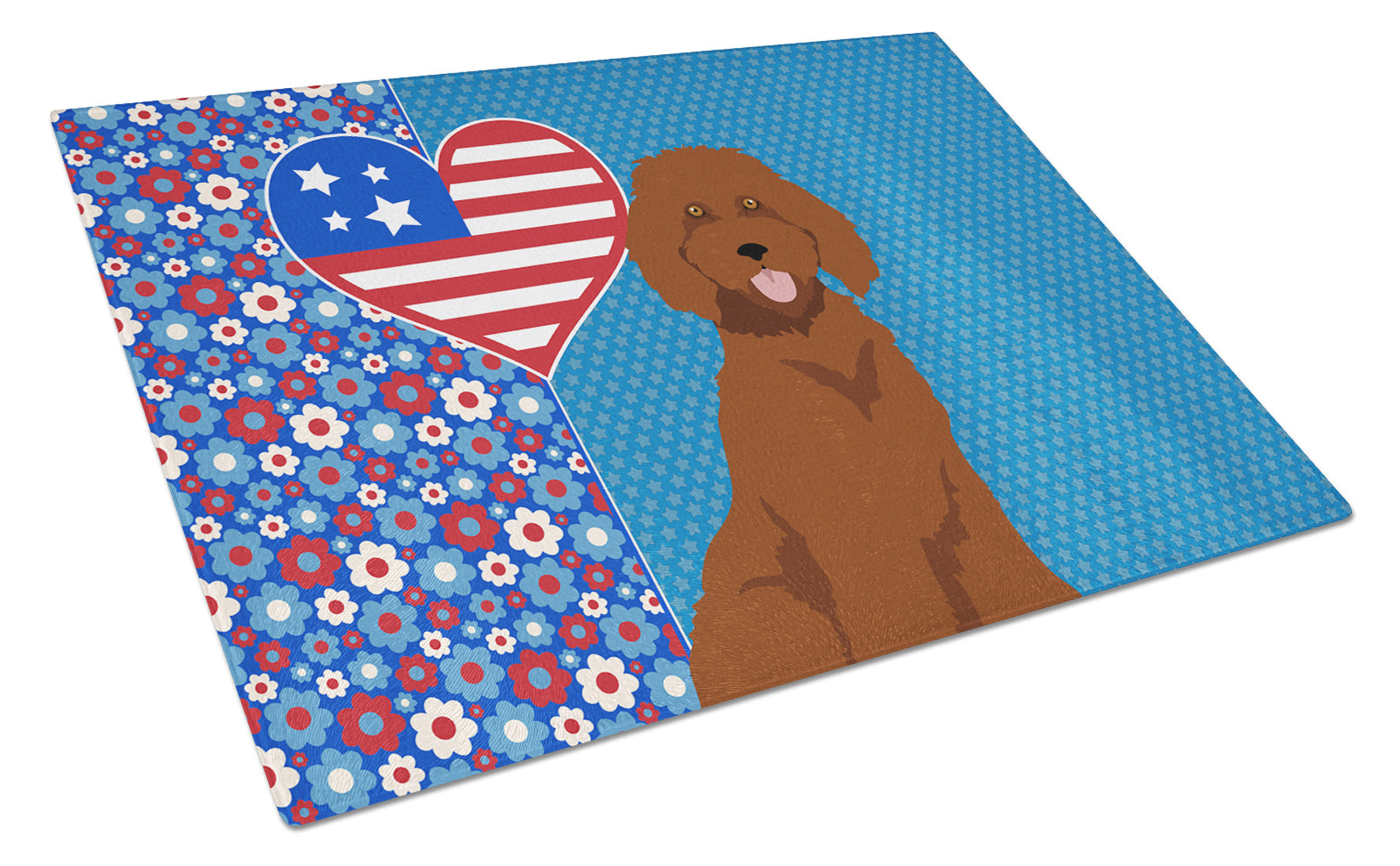 Standard Red Poodle USA American Glass Cutting Board Decorative Tempered Glass Kitchen Cutting and Serving Board Large Size Chopping Board