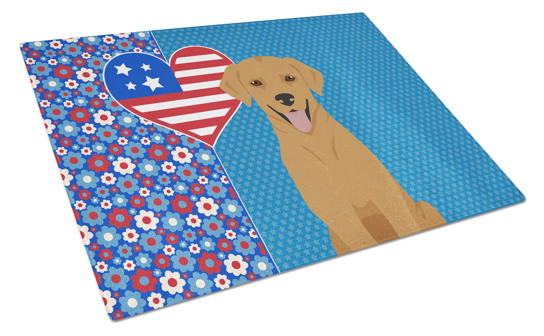 Red Fox Labrador Retriever USA American Glass Cutting Board Decorative Tempered Glass Kitchen Cutting and Serving Board Large Size Chopping Board