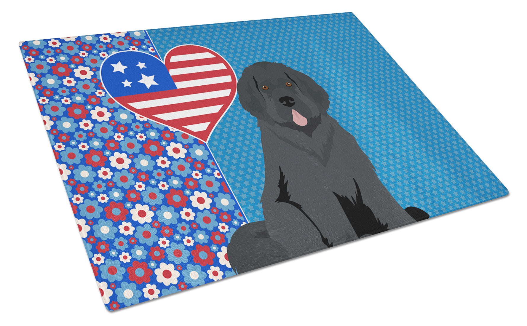 Black Newfoundland USA American Glass Cutting Board Decorative Tempered Glass Kitchen Cutting and Serving Board Large Size Chopping Board