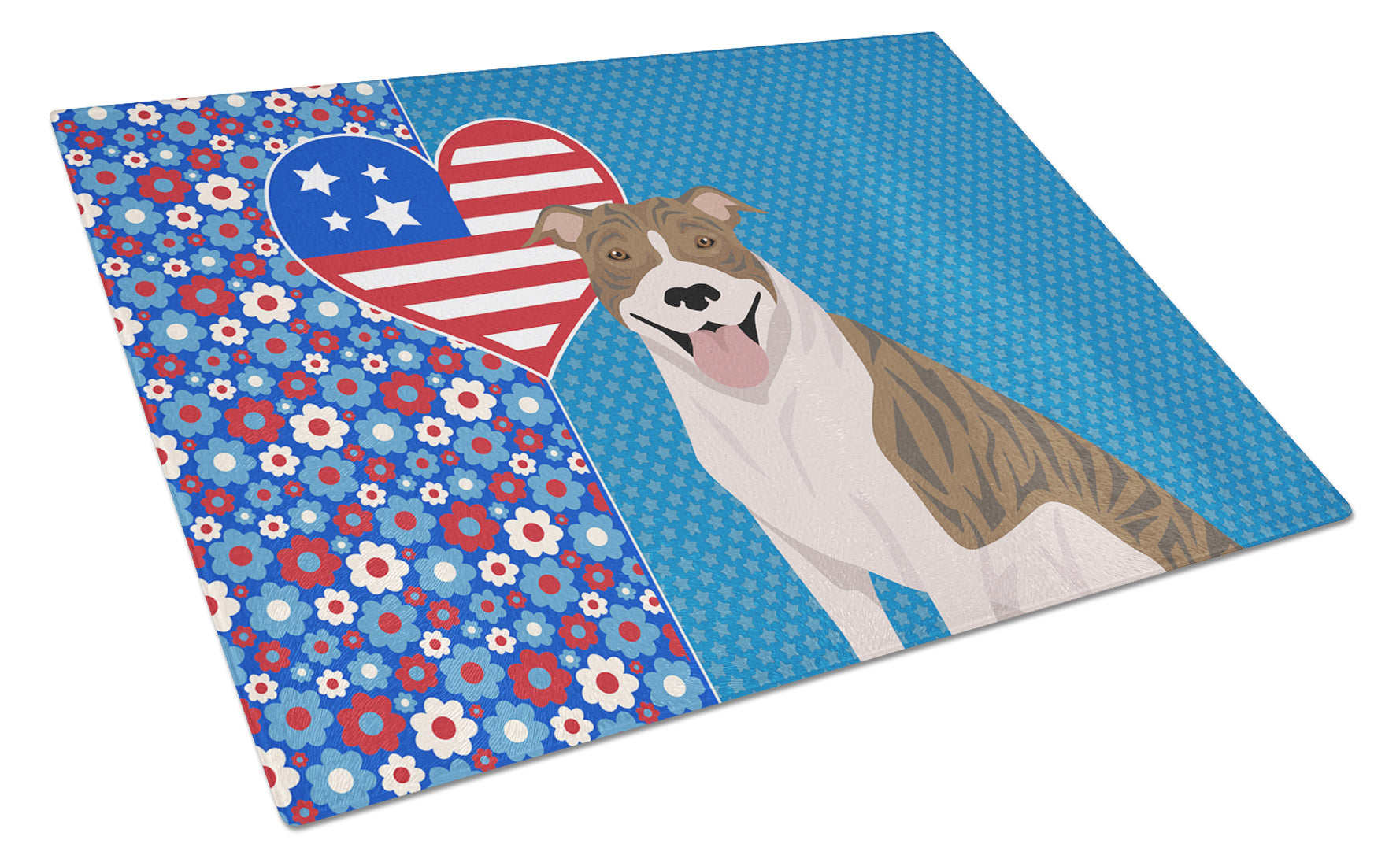 Fawn Brindle Pit Bull Terrier USA American Glass Cutting Board Decorative Tempered Glass Kitchen Cutting and Serving Board Large Size Chopping Board