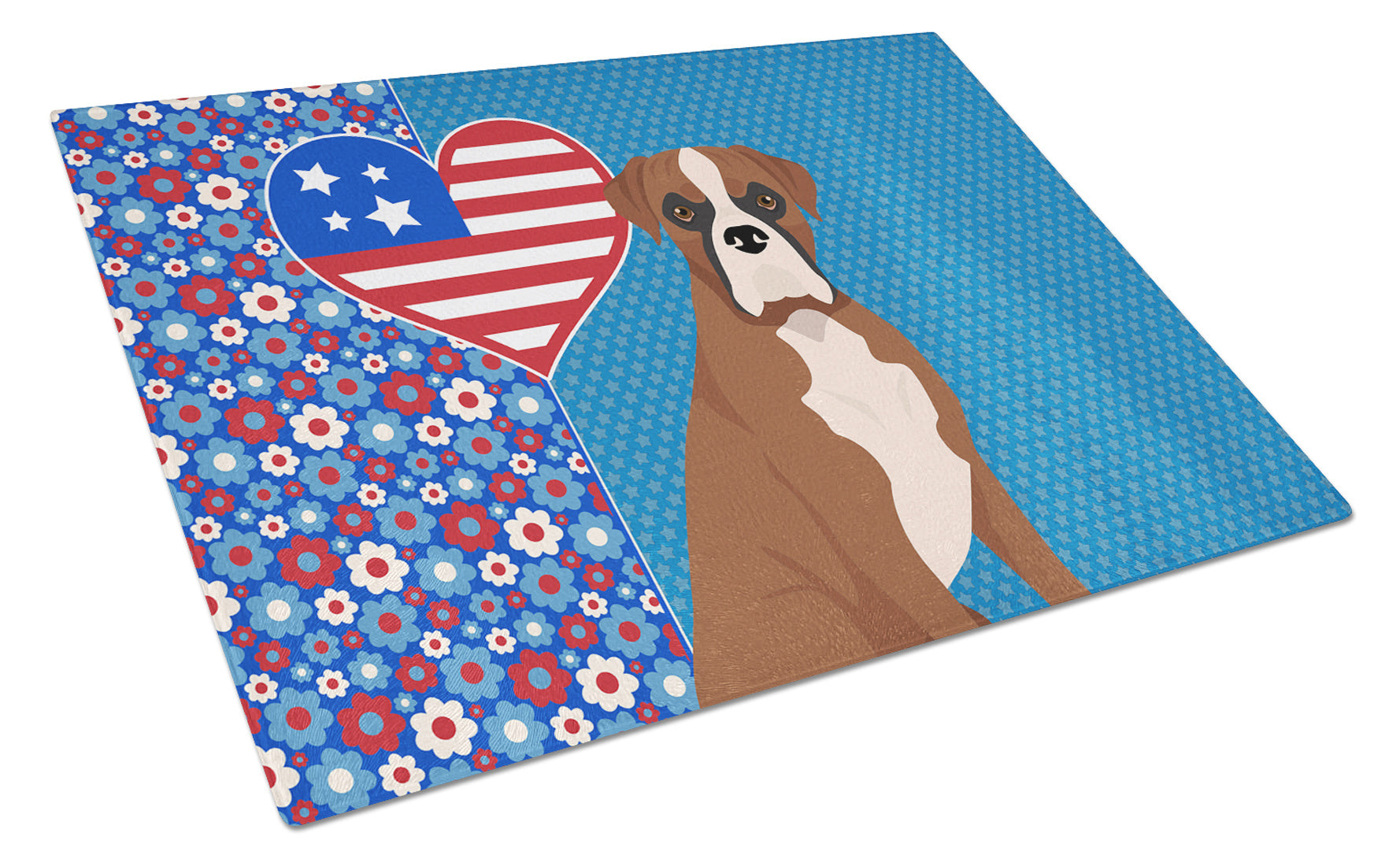 Natural Eared Red Fawn Boxer USA American Glass Cutting Board Decorative Tempered Glass Kitchen Cutting and Serving Board Large Size Chopping Board