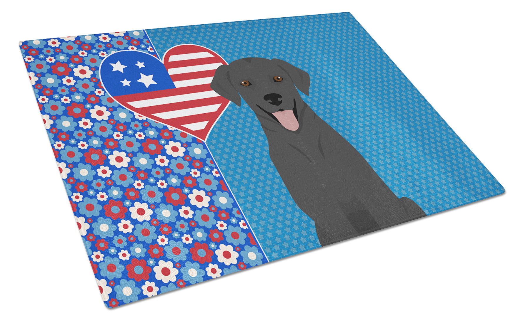 Black Labrador Retriever USA American Glass Cutting Board Decorative Tempered Glass Kitchen Cutting and Serving Board Large Size Chopping Board