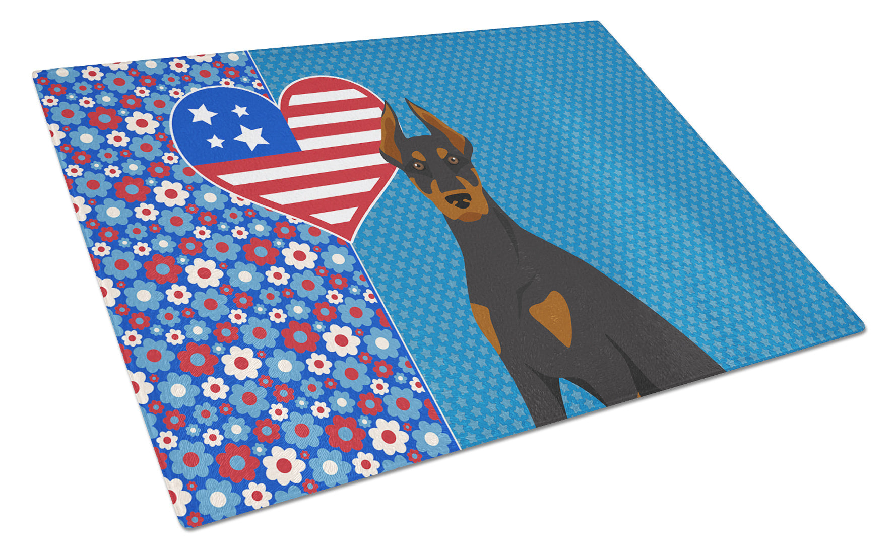 Black and Tan Doberman Pinscher USA American Glass Cutting Board Decorative Tempered Glass Kitchen Cutting and Serving Board Large Size Chopping Board