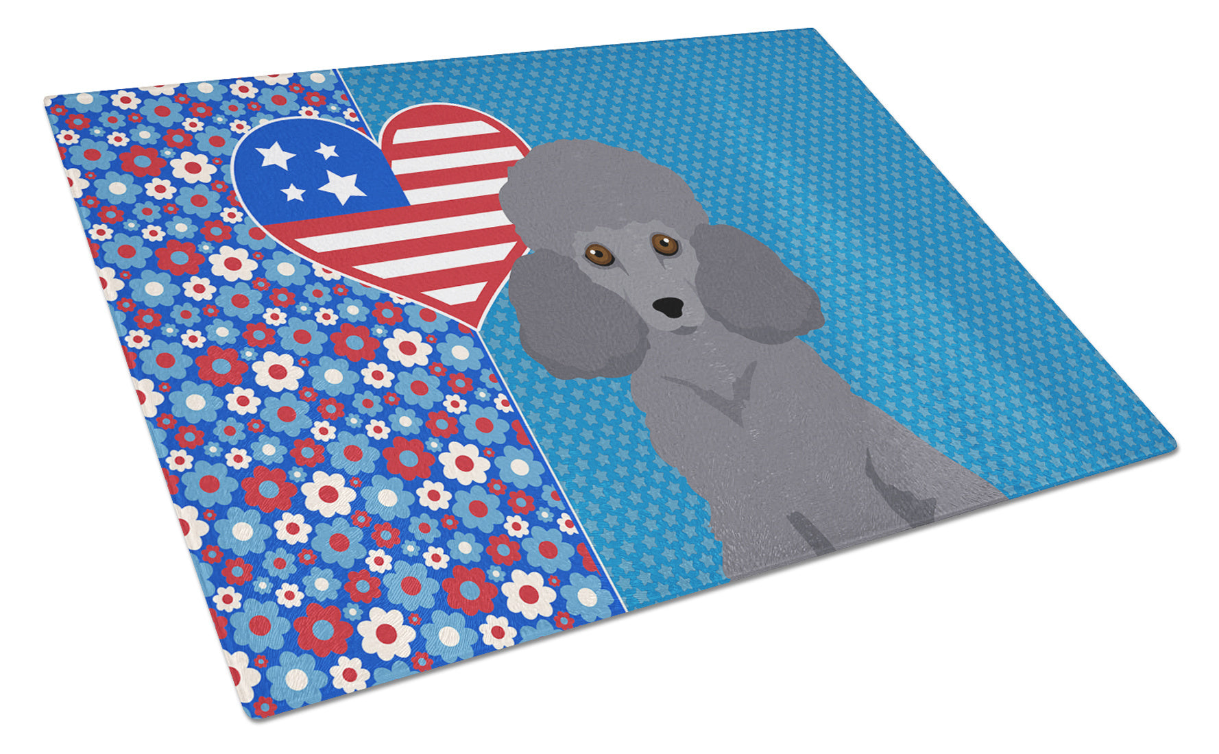 Toy Grey Poodle USA American Glass Cutting Board Decorative Tempered Glass Kitchen Cutting and Serving Board Large Size Chopping Board