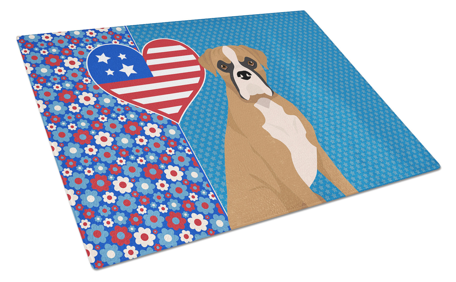 Natural Eared Fawn Boxer USA American Glass Cutting Board Decorative Tempered Glass Kitchen Cutting and Serving Board Large Size Chopping Board