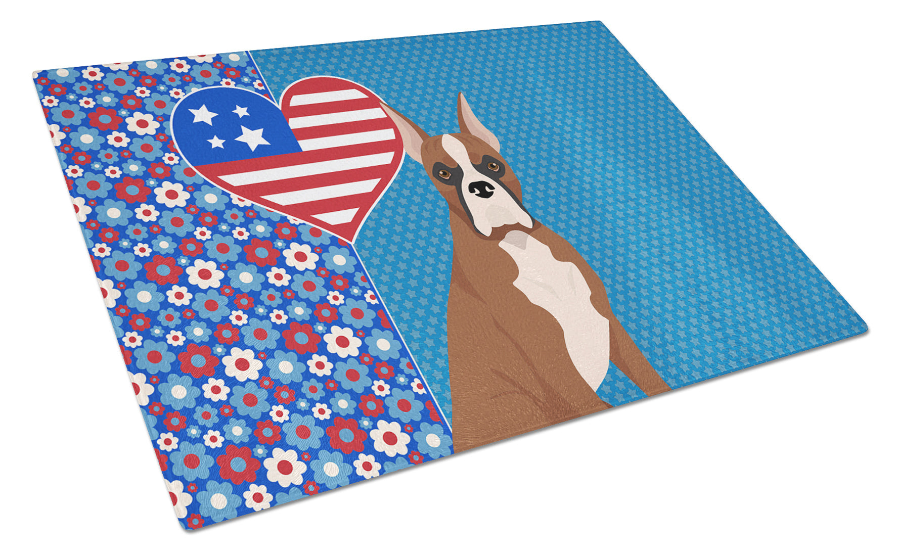 Red Fawn Boxer USA American Glass Cutting Board Decorative Tempered Glass Kitchen Cutting and Serving Board Large Size Chopping Board