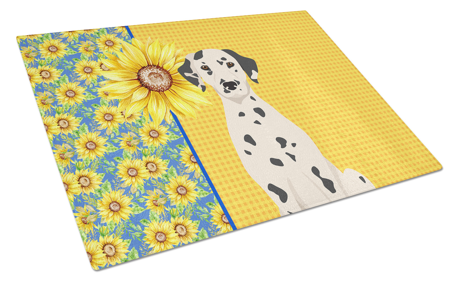 Summer Sunflowers Dalmatian Glass Cutting Board Decorative Tempered Glass Kitchen Cutting and Serving Board Large Size Chopping Board