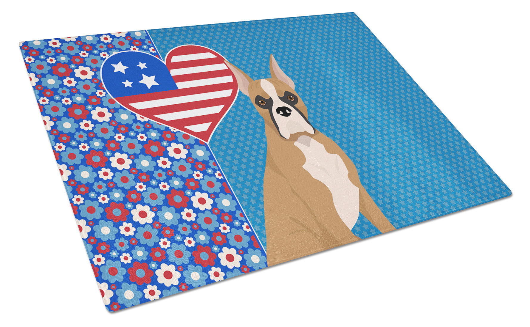 Fawn Boxer USA American Glass Cutting Board Decorative Tempered Glass Kitchen Cutting and Serving Board Large Size Chopping Board