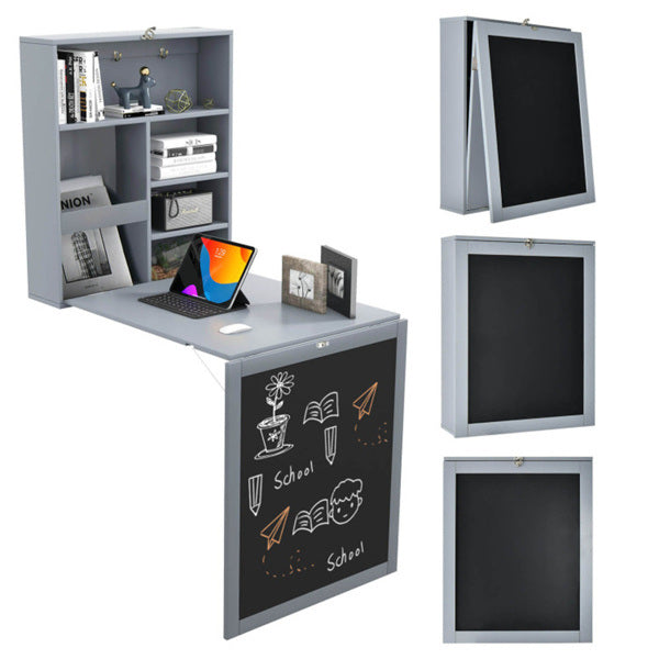 Gray wall mounted office desk