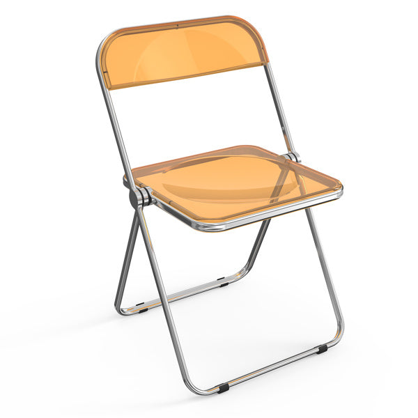 2pcs Foldable Patio Plastic Folding Chairs Orange Transparent