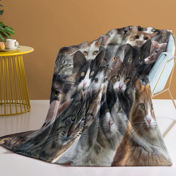 Cat Printed Flannel Throw Blanket Cat Lover Gifts for Women Kitten Blanket Throw for Bedroom Sofa Couch Cute Cat Design Soft Warm Flannel Blanket 130X150cm