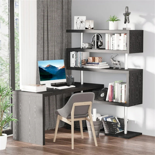 Office desk with display stand Black