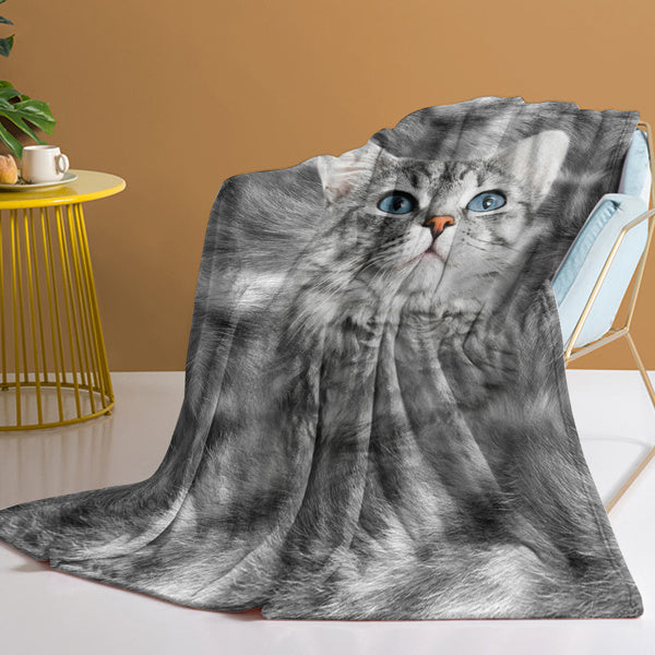 Cat Blankets for Cat Lovers Cute Cat Blanket for Girls Women Fleece Cat Flannel Throw Blanket Black and White Cat Print Blanket Fuzzy Cat Blanket Throw 130X150cm