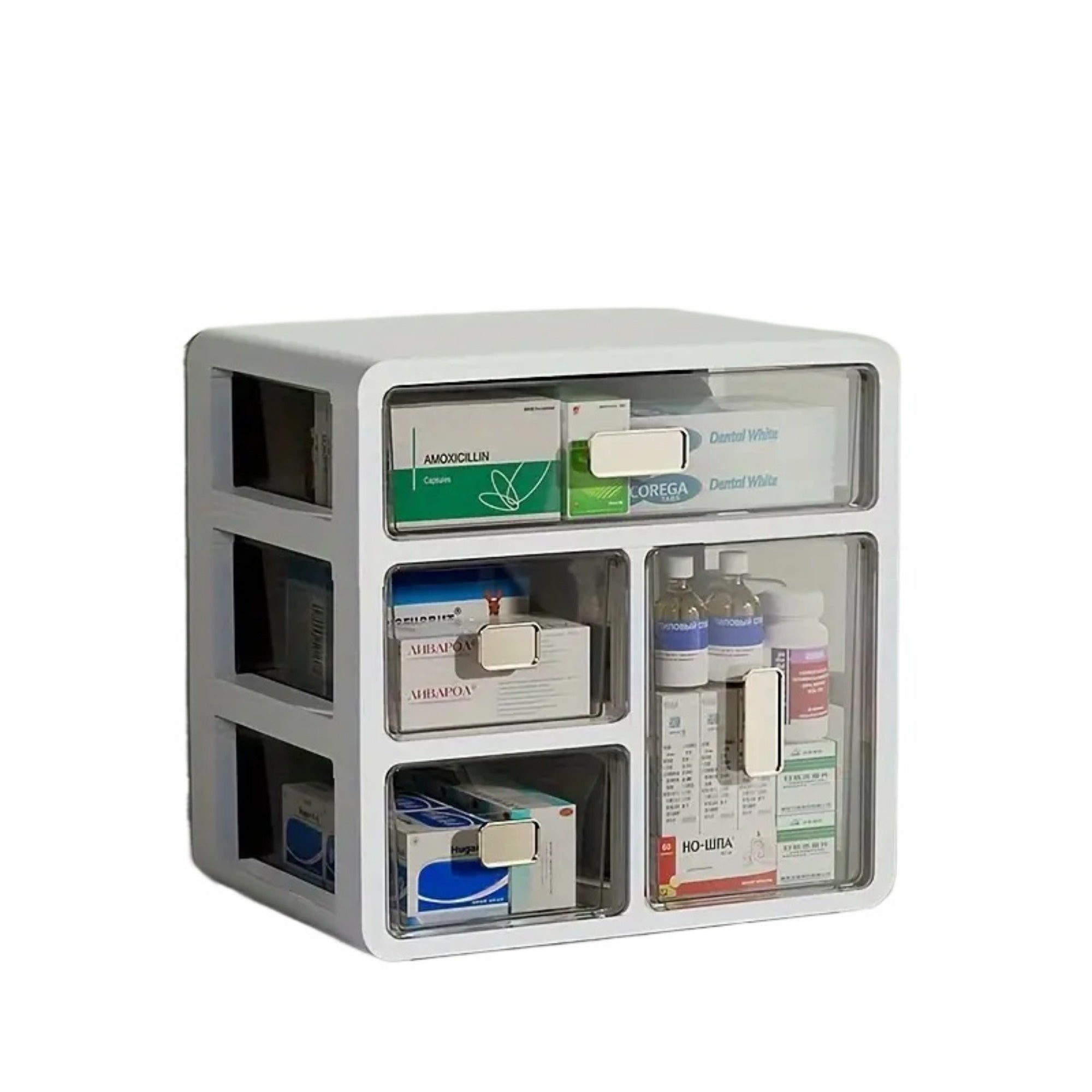 Drawer-Type Plastic Storage Box Organizer   Medicine Box-Multifunctional Storage Container,Family Medicine Box Organizer,Organize Medications,Cosmetics,Office Items,Etc, Easy Access(White)