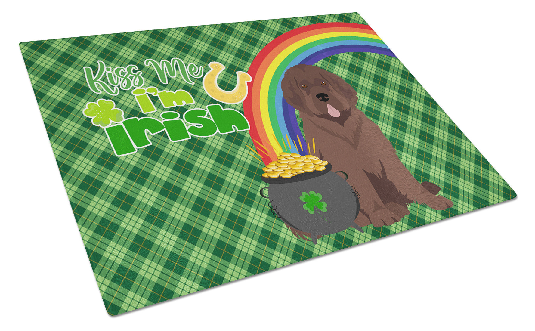 Brown Newfoundland St. Patrick's Day Glass Cutting Board Decorative Tempered Glass Kitchen Cutting and Serving Board Large Size Chopping Board