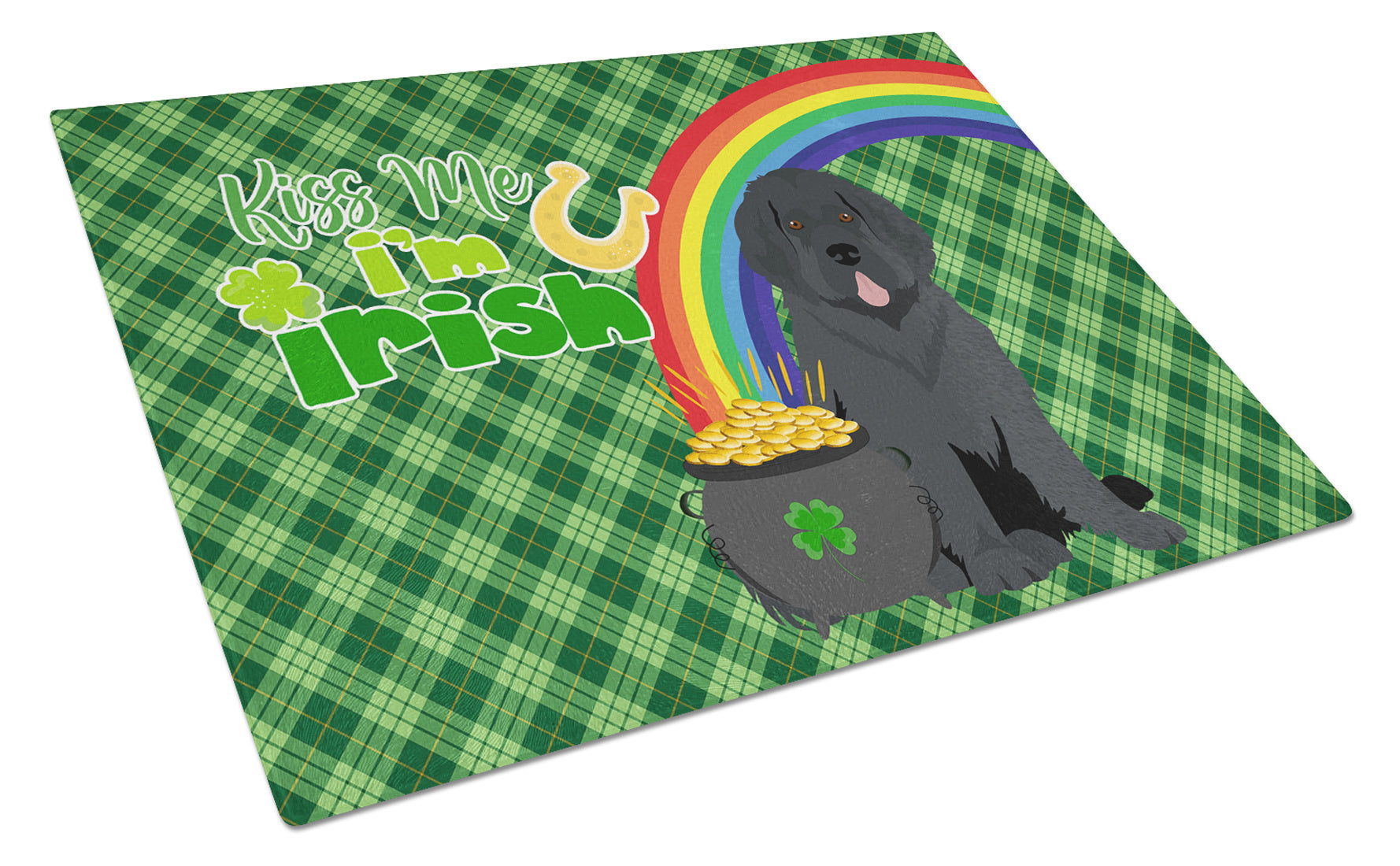 Black Newfoundland St. Patrick's Day Glass Cutting Board Decorative Tempered Glass Kitchen Cutting and Serving Board Large Size Chopping Board