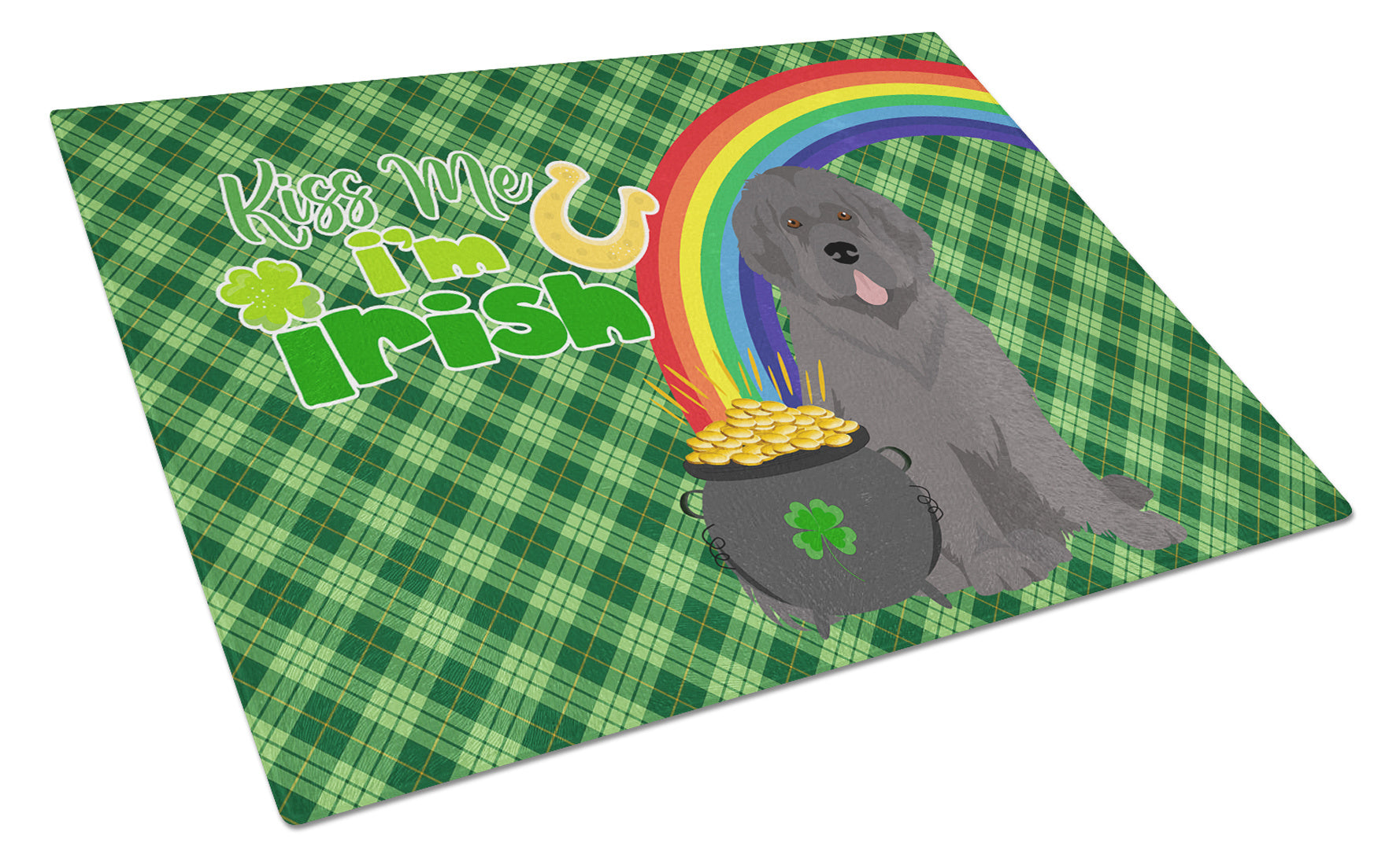 Grey Newfoundland St. Patrick's Day Glass Cutting Board Decorative Tempered Glass Kitchen Cutting and Serving Board Large Size Chopping Board