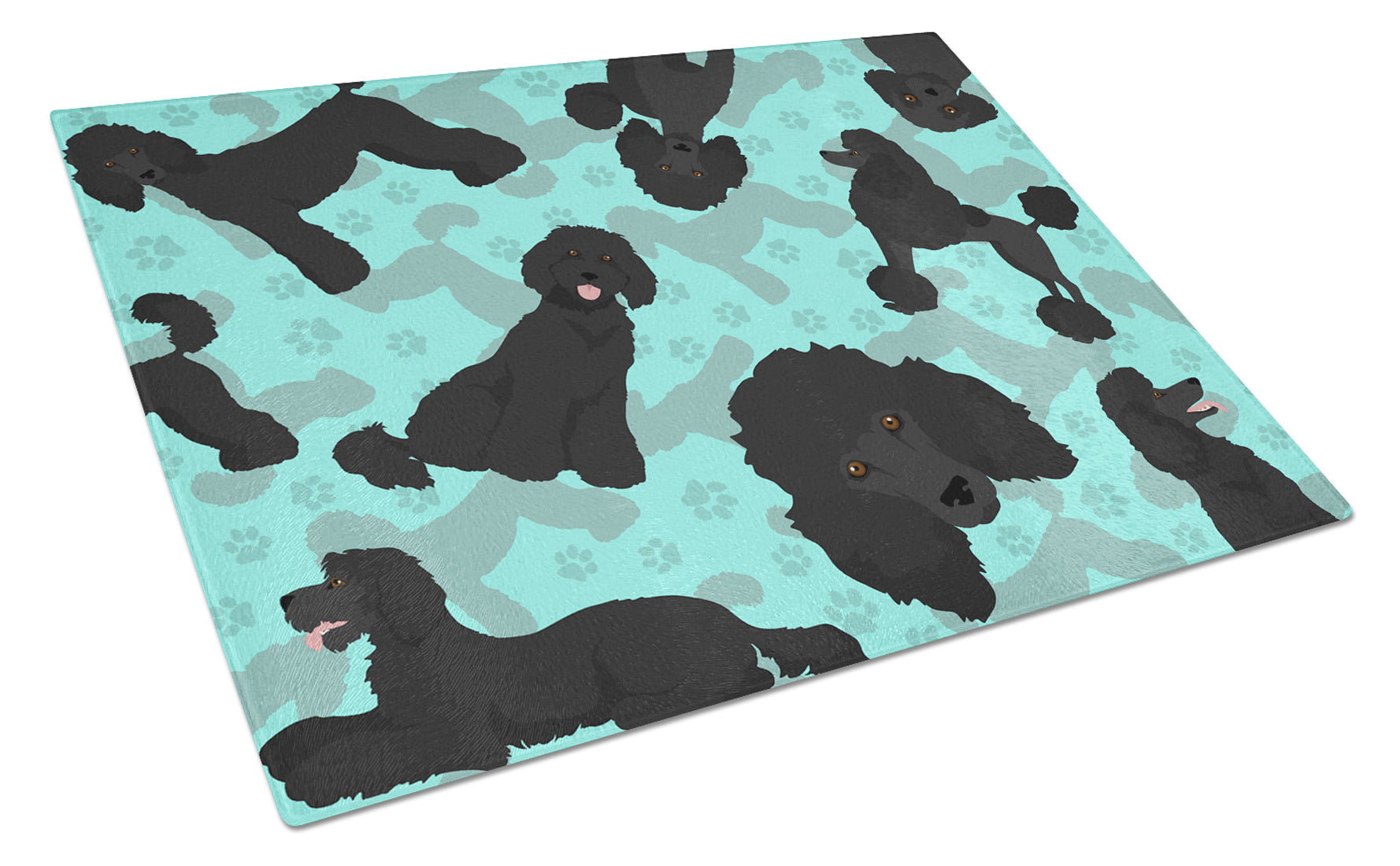 Black Standard Poodle Glass Cutting Board Decorative Tempered Glass Kitchen Cutting and Serving Board Large Size Chopping Board