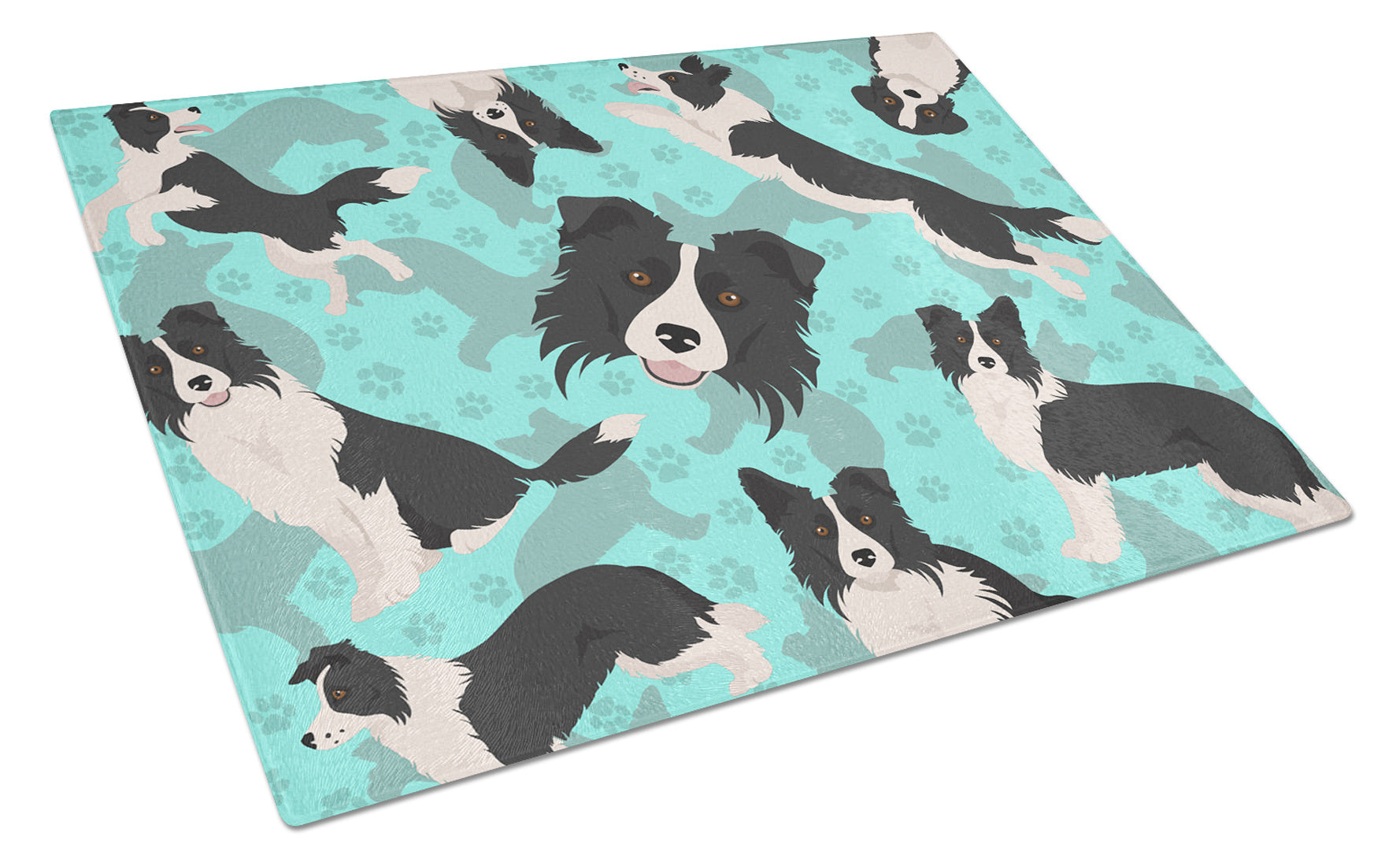 Border Collie Glass Cutting Board Decorative Tempered Glass Kitchen Cutting and Serving Board Large Size Chopping Board