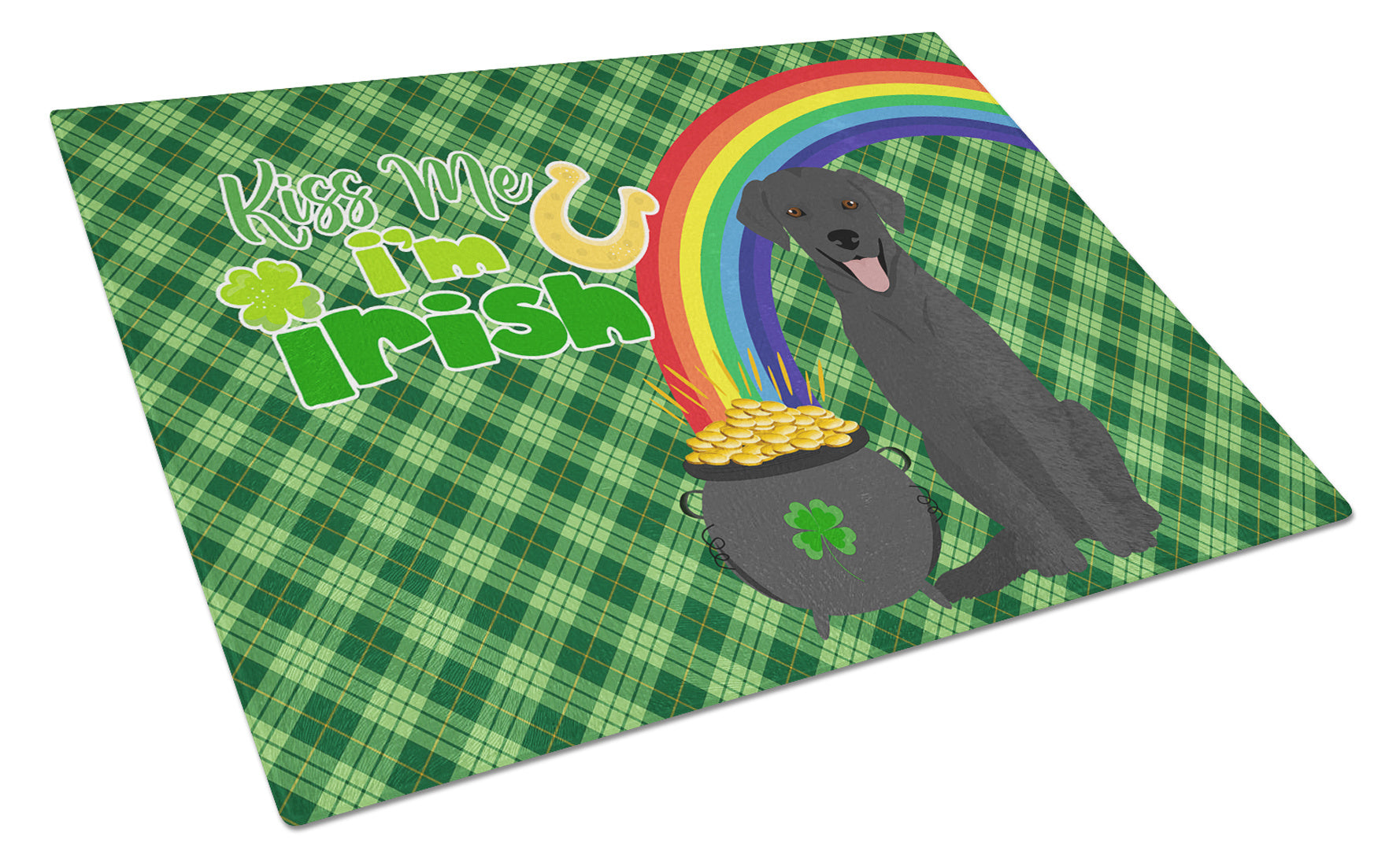 Black Labrador Retriever St. Patrick's Day Glass Cutting Board Decorative Tempered Glass Kitchen Cutting and Serving Board Large Size Chopping Board