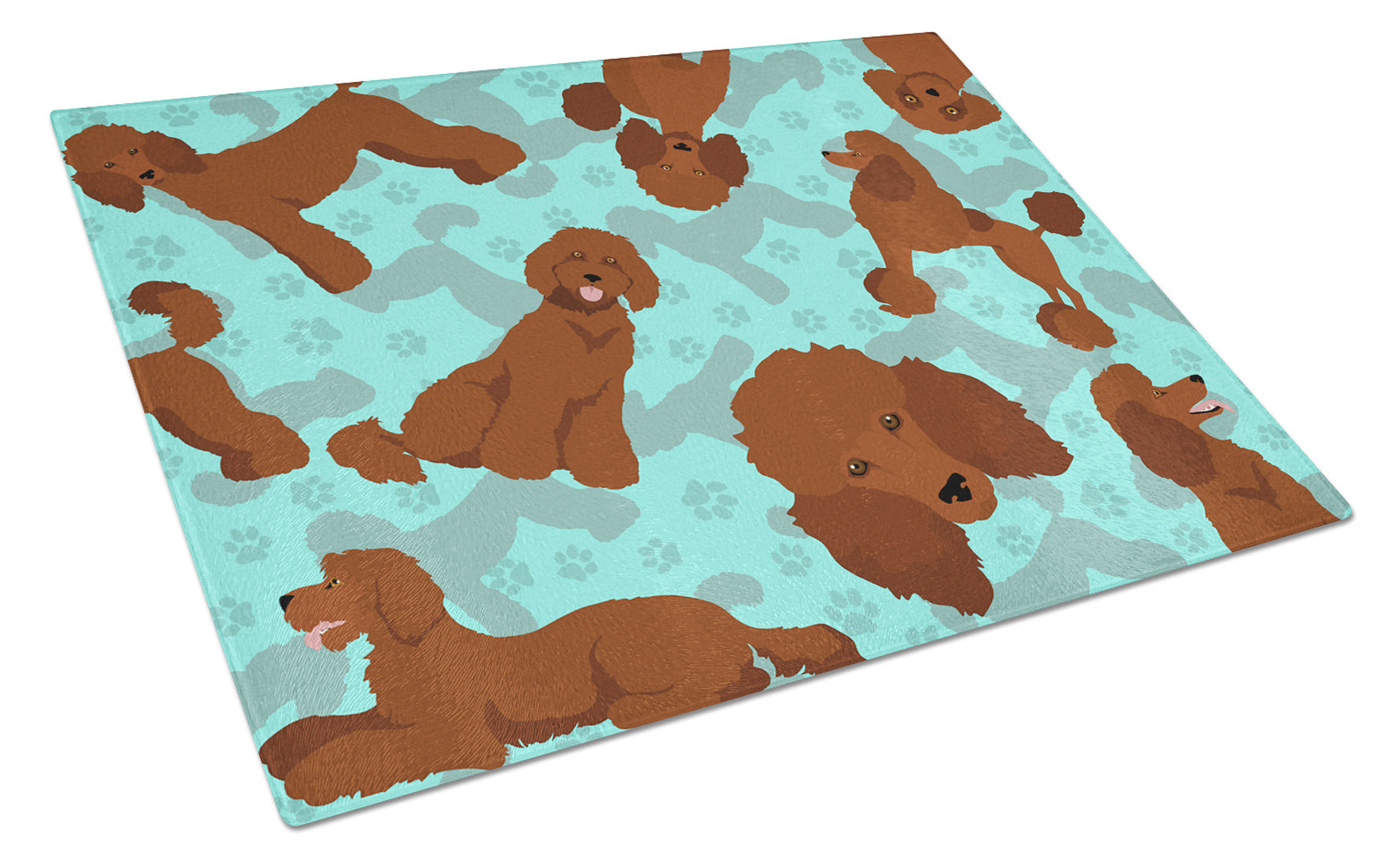 Chocolate Standard Poodle Glass Cutting Board Decorative Tempered Glass Kitchen Cutting and Serving Board Large Size Chopping Board