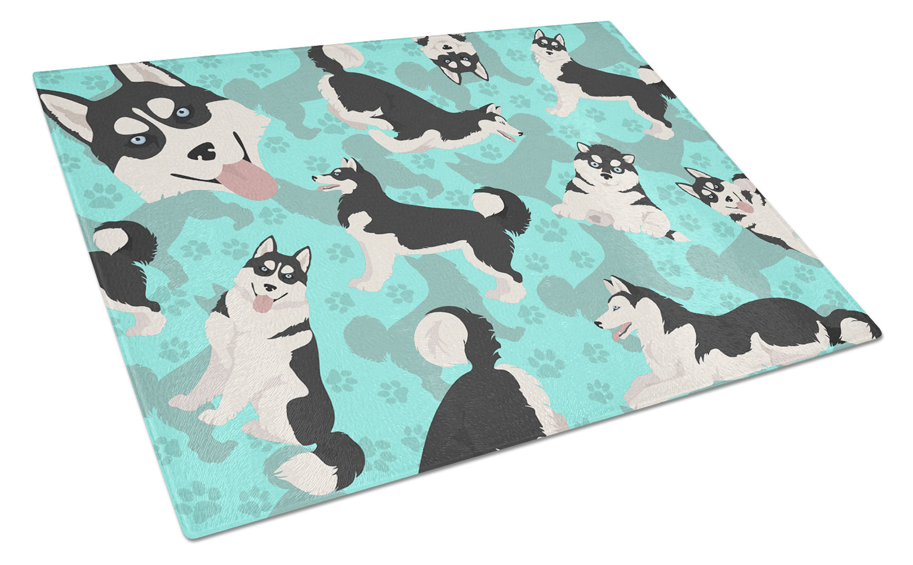 Siberian Husky Glass Cutting Board Decorative Tempered Glass Kitchen Cutting and Serving Board Large Size Chopping Board