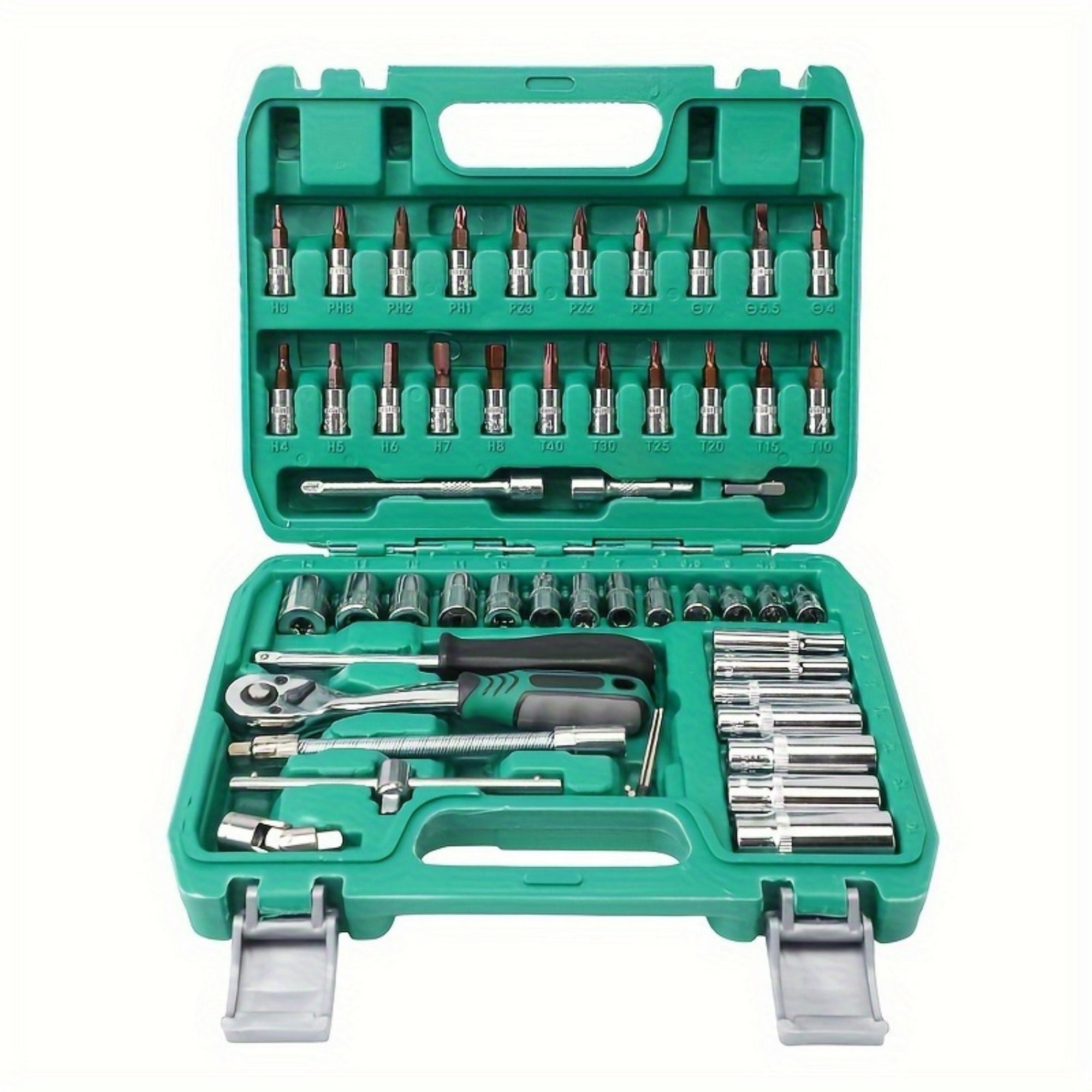 53 piece auto repair small flying 72 tooth quick ratchet wrench S2 batch head dual-purpose wrench extension socket tool set