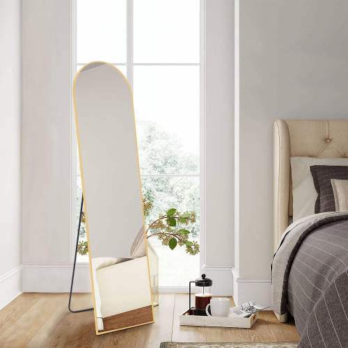 Floor Standing Mirror, Wall Mirror with Stand Aluminum Alloy Thin Frame,21''*64''