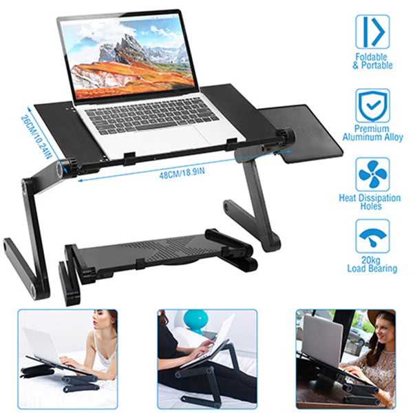 360-degree adjustable Laptop Bed Tray Table, Comes with a removable mouse board Laptop Bed Table, Portable Standing Desk with Storage Drawer, collapsible legs Table for Sofa-(No shipments on weekends)