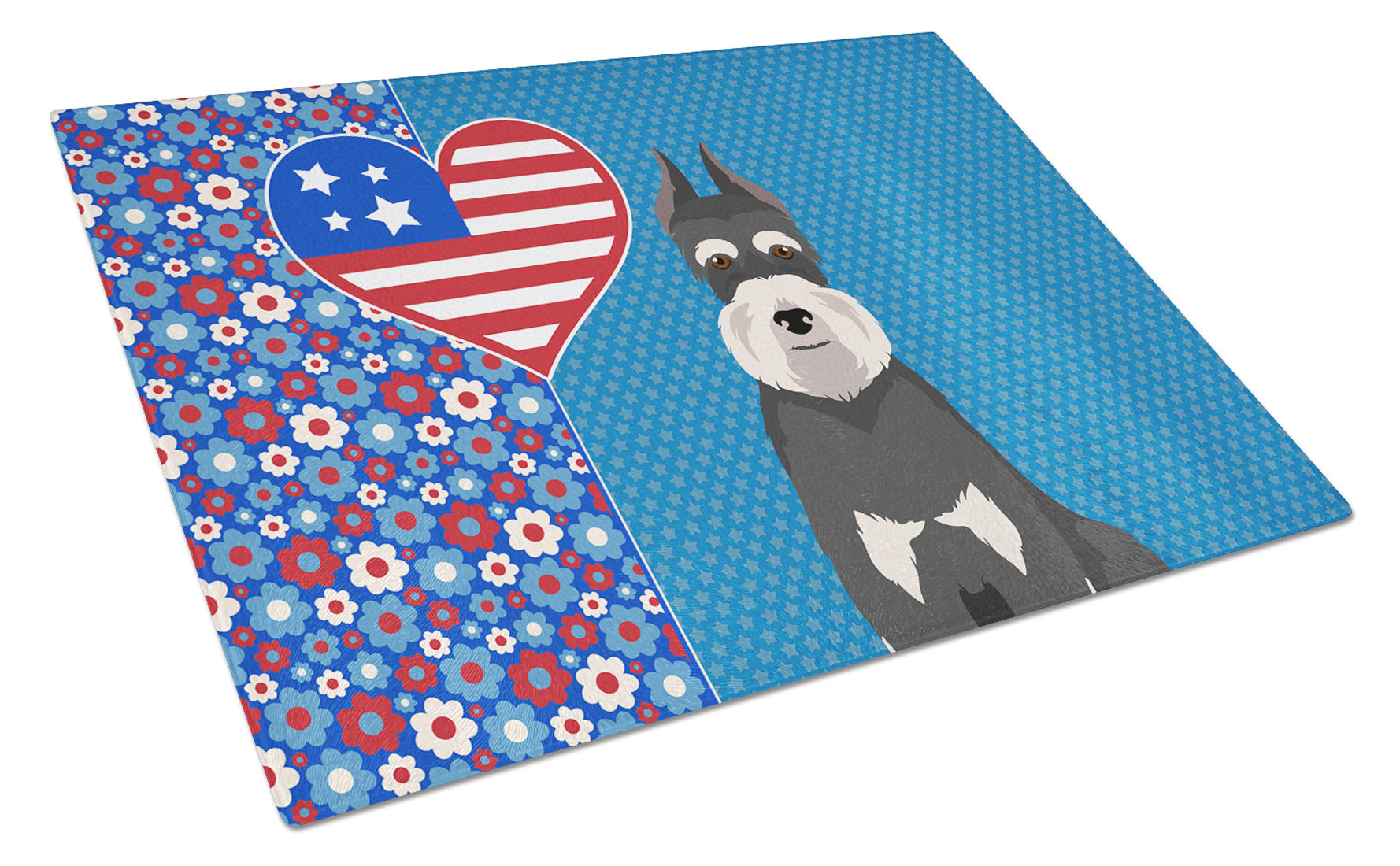 Black and Silver Schnauzer USA American Glass Cutting Board Decorative Tempered Glass Kitchen Cutting and Serving Board Large Size Chopping Board