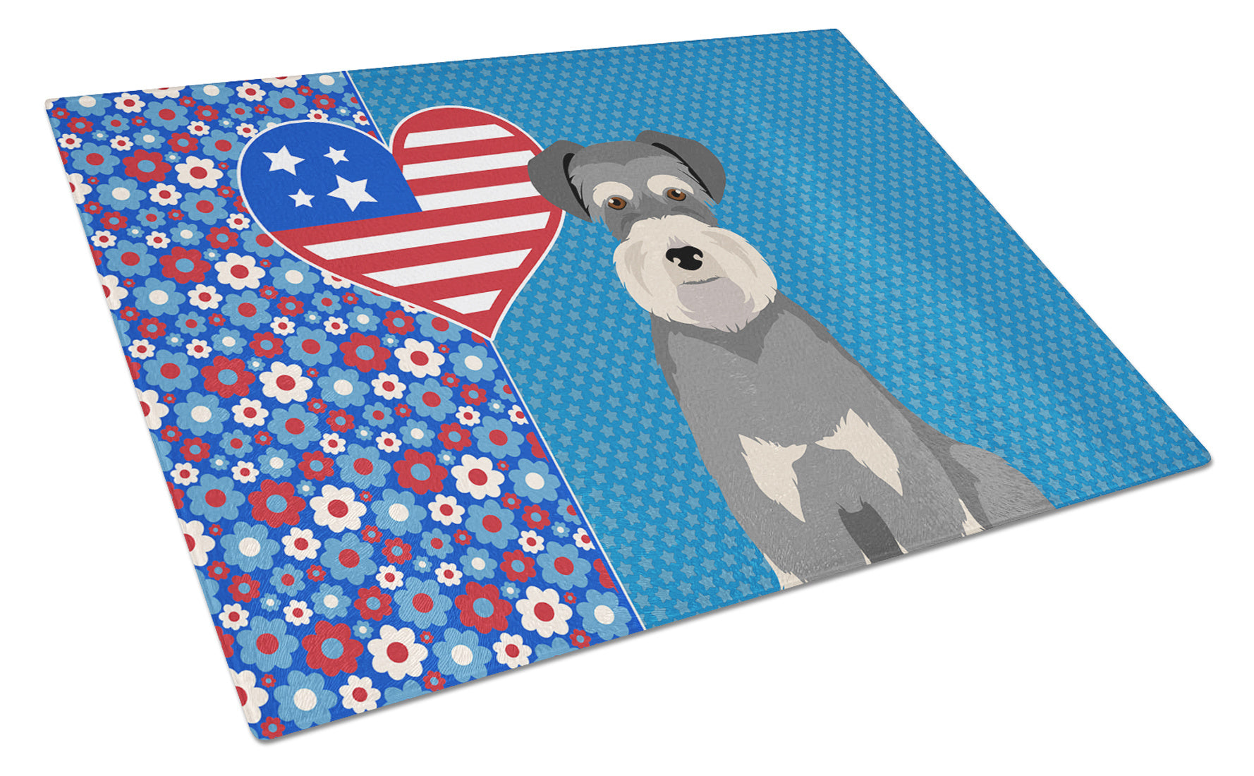 Salt Pepper Natural Ears Schnauzer USA American Glass Cutting Board Decorative Tempered Glass Kitchen Cutting and Serving Board Large Size Chopping Board