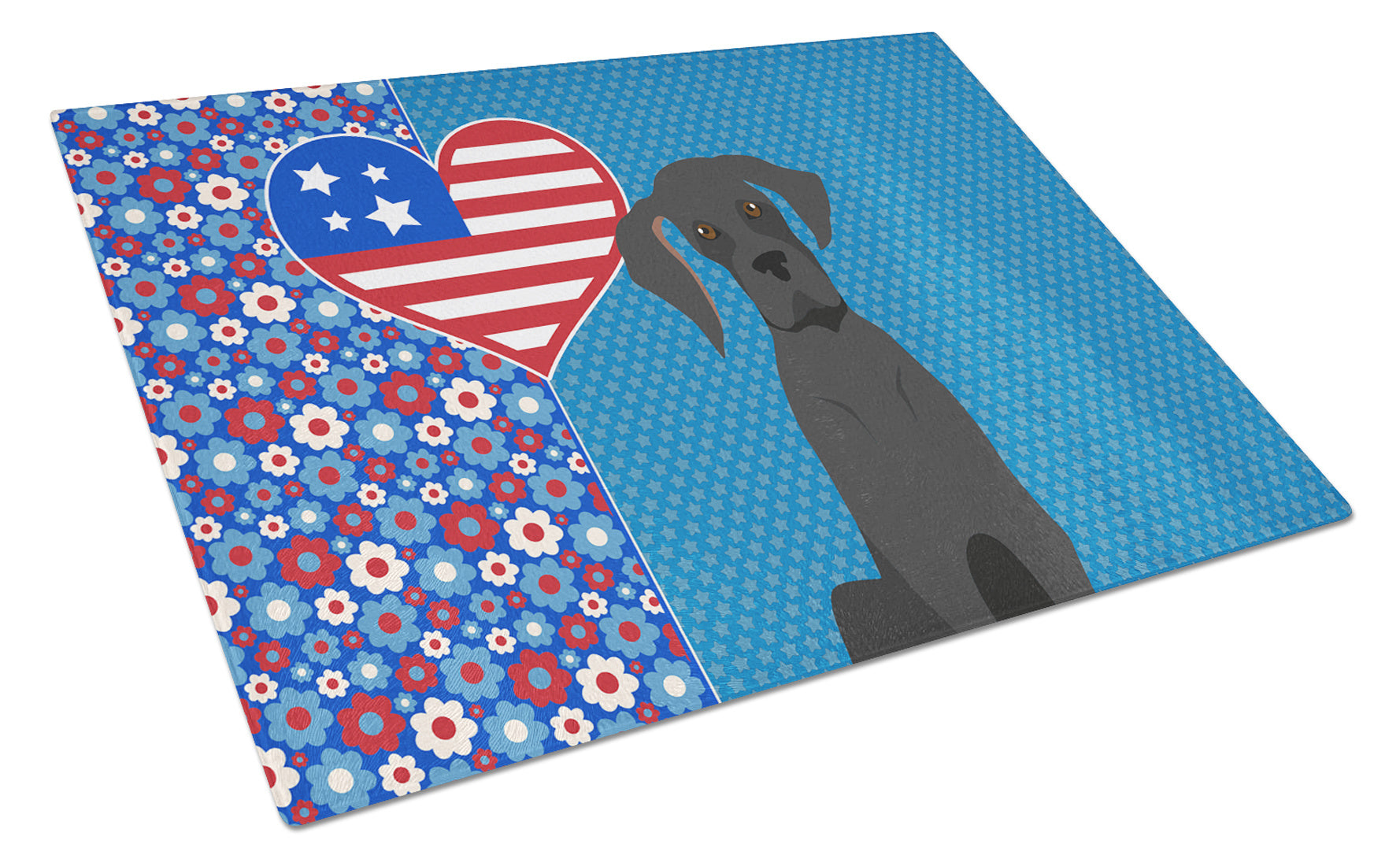 Black Great Dane USA American Glass Cutting Board Decorative Tempered Glass Kitchen Cutting and Serving Board Large Size Chopping Board