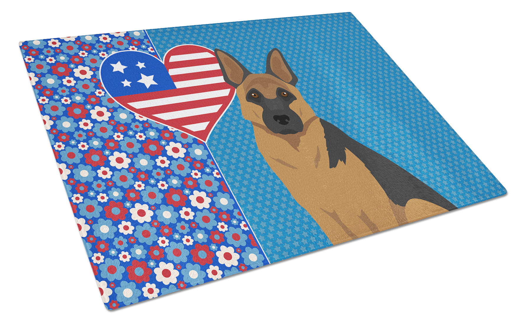 Black and Tan German Shepherd USA American Glass Cutting Board Decorative Tempered Glass Kitchen Cutting and Serving Board Large Size Chopping Board