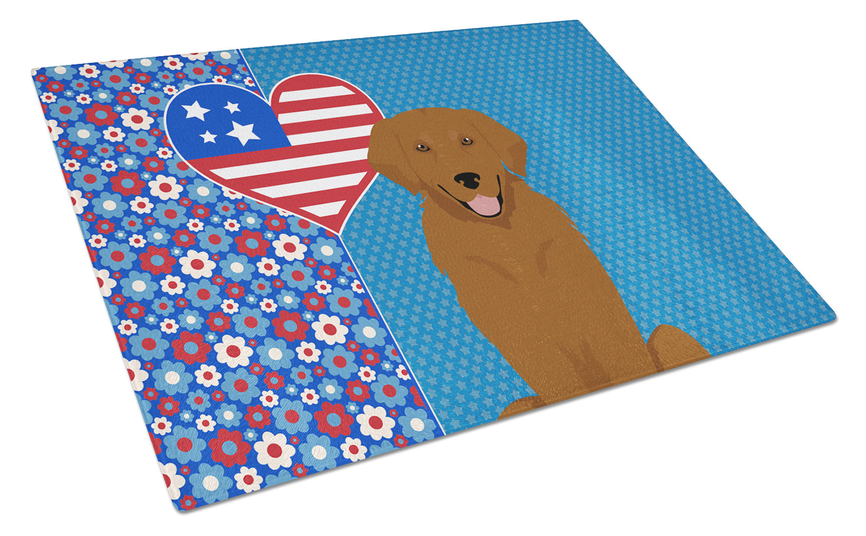 Mahogany Golden Retriever USA American Glass Cutting Board Decorative Tempered Glass Kitchen Cutting and Serving Board Large Size Chopping Board