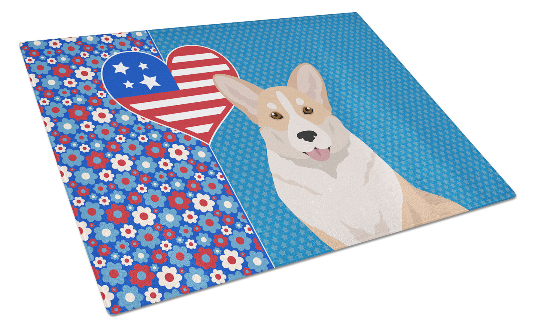 Fawn Cardigan Corgi USA American Glass Cutting Board Decorative Tempered Glass Kitchen Cutting and Serving Board Large Size Chopping Board