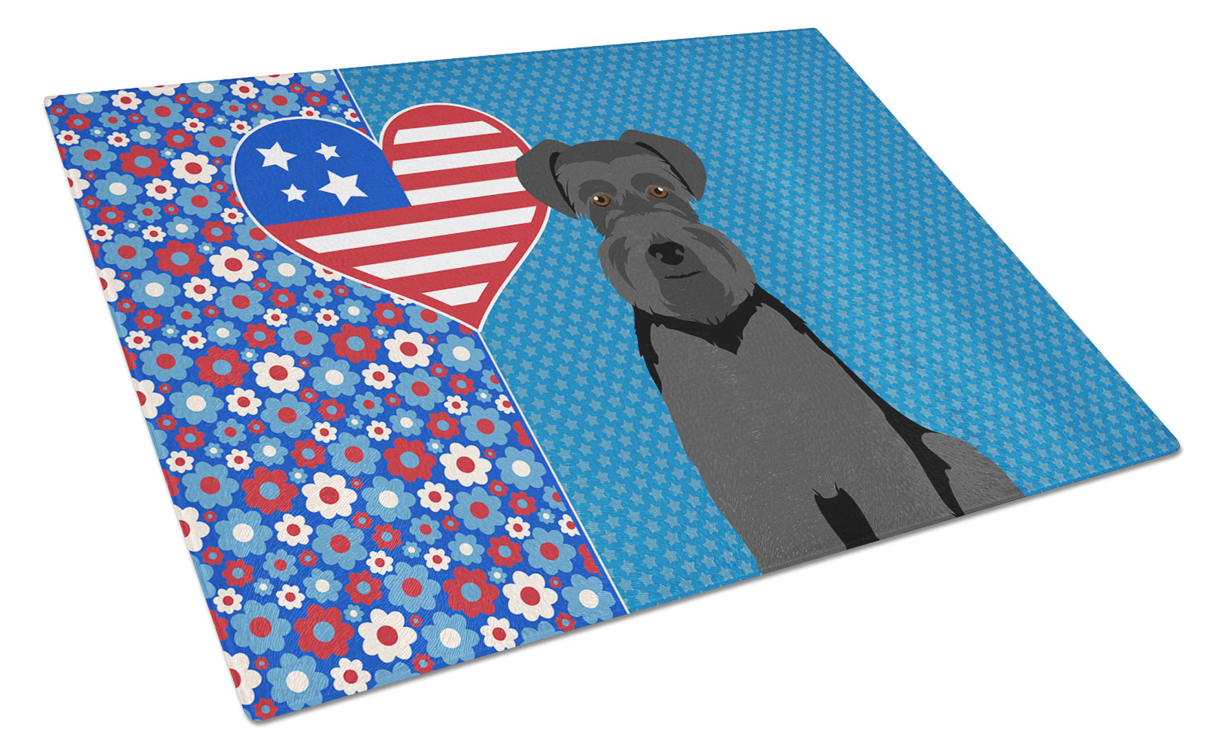 Black Natural Ears Schnauzer USA American Glass Cutting Board Decorative Tempered Glass Kitchen Cutting and Serving Board Large Size Chopping Board