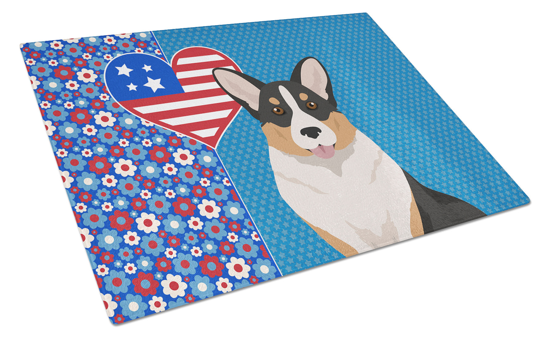 Tricolor Cardigan Corgi USA American Glass Cutting Board Decorative Tempered Glass Kitchen Cutting and Serving Board Large Size Chopping Board