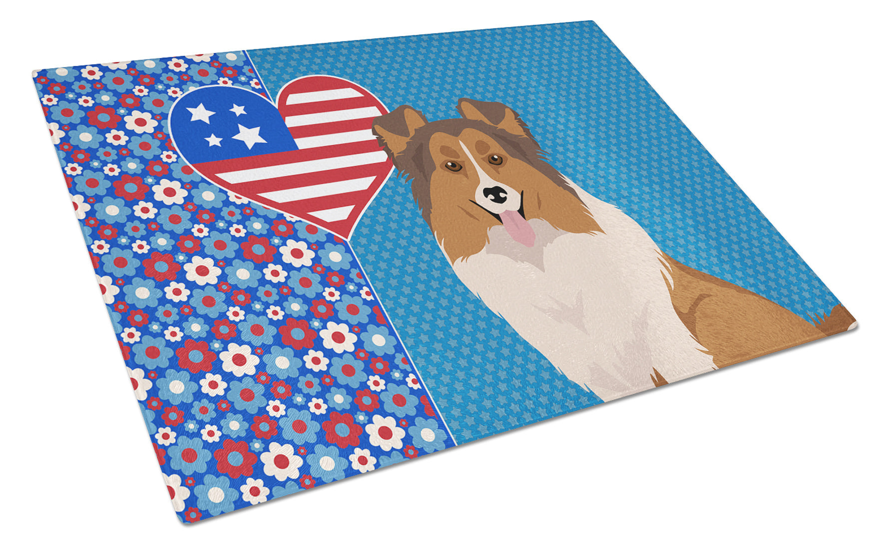 Sable Sheltie USA American Glass Cutting Board Decorative Tempered Glass Kitchen Cutting and Serving Board Large Size Chopping Board