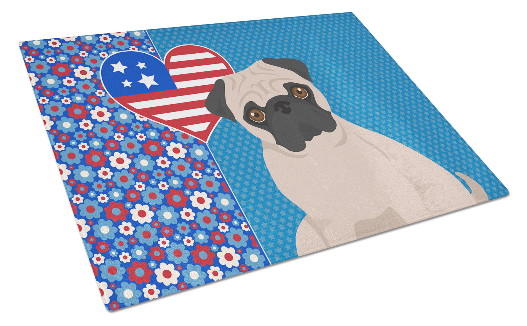 Fawn Pug USA American Glass Cutting Board Decorative Tempered Glass Kitchen Cutting and Serving Board Large Size Chopping Board