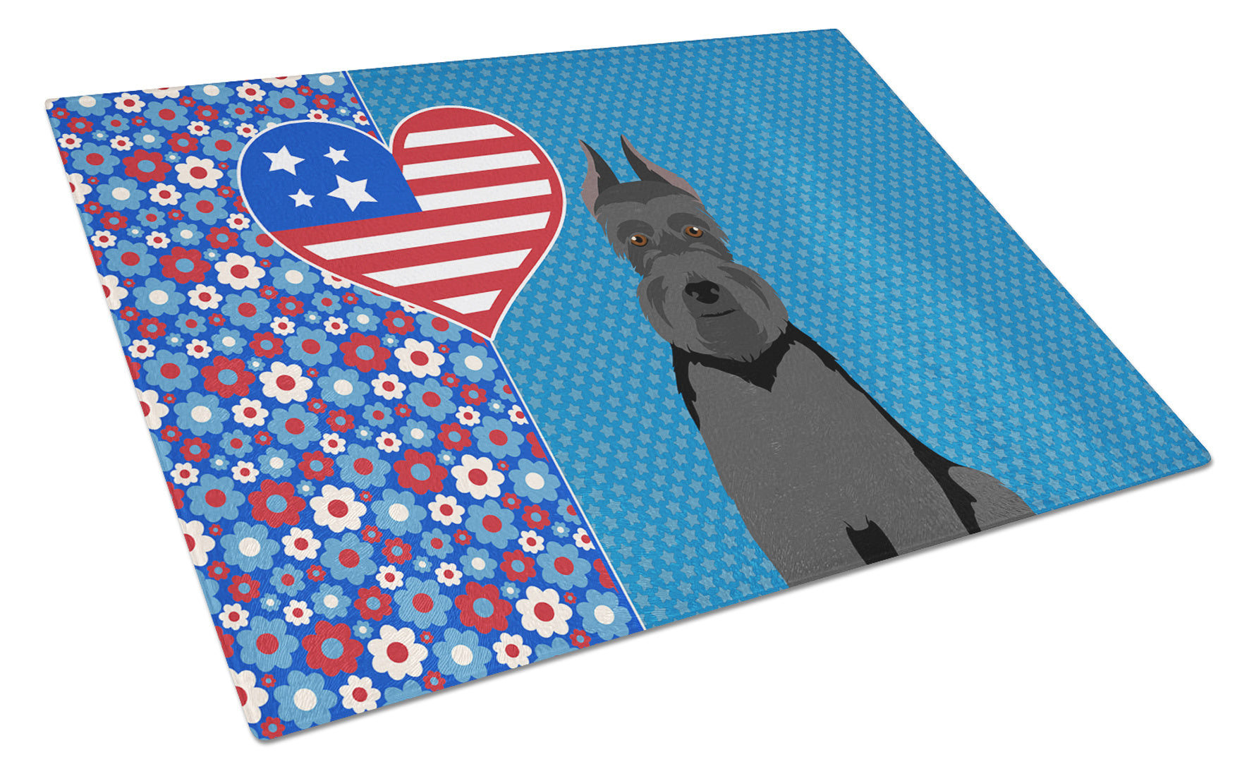 Black Schnauzer USA American Glass Cutting Board Decorative Tempered Glass Kitchen Cutting and Serving Board Large Size Chopping Board