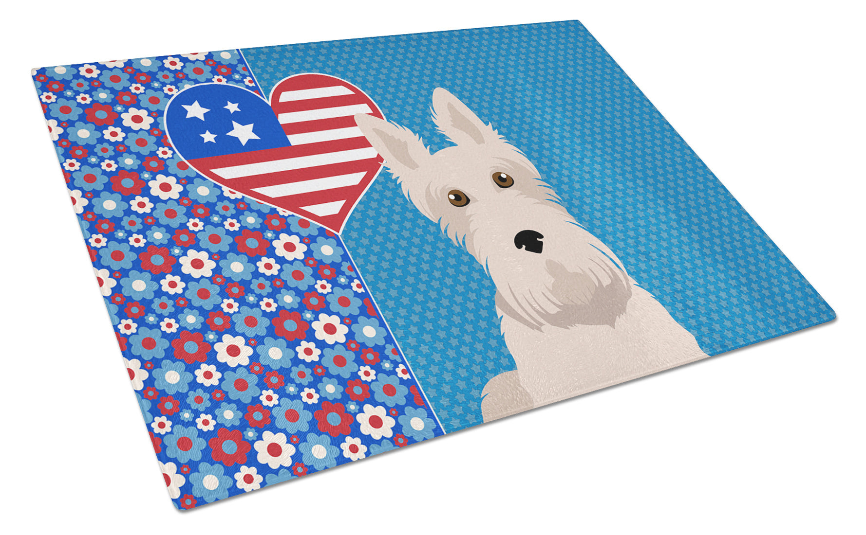 Wheaten Scottish Terrier USA American Glass Cutting Board Decorative Tempered Glass Kitchen Cutting and Serving Board Large Size Chopping Board