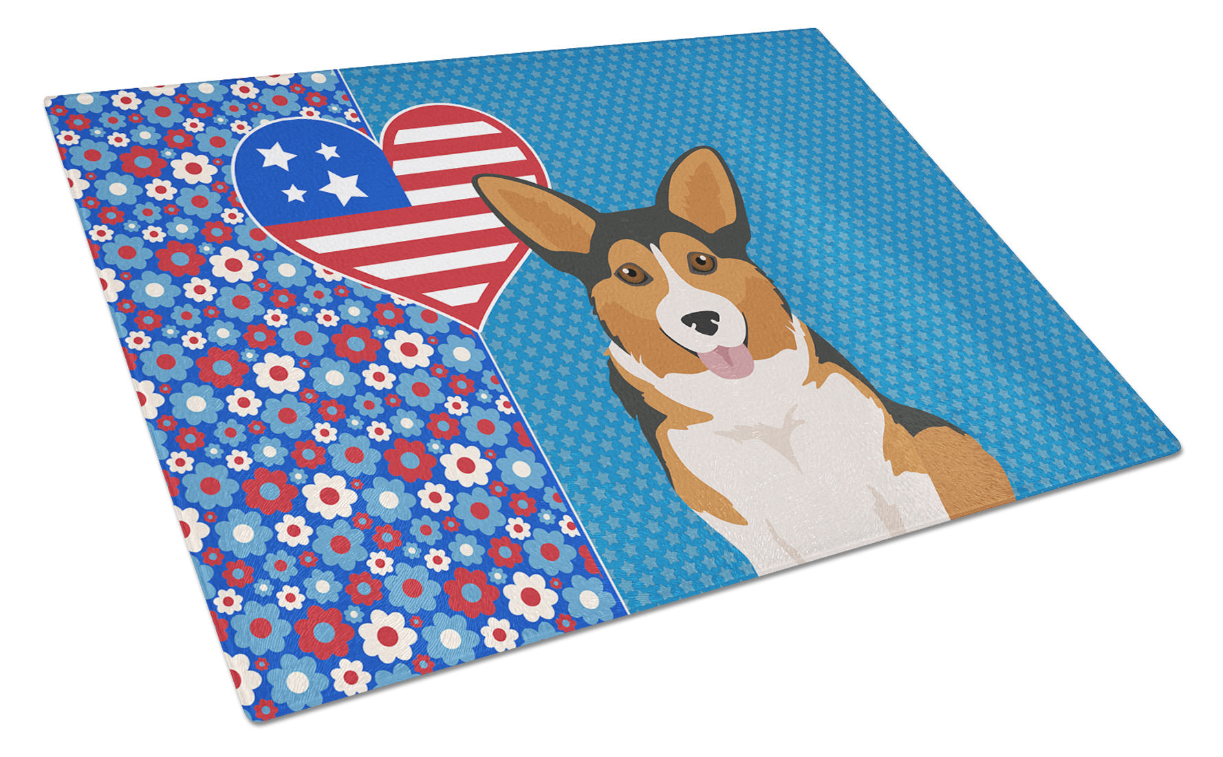 Sable Pembroke Corgi USA American Glass Cutting Board Decorative Tempered Glass Kitchen Cutting and Serving Board Large Size Chopping Board