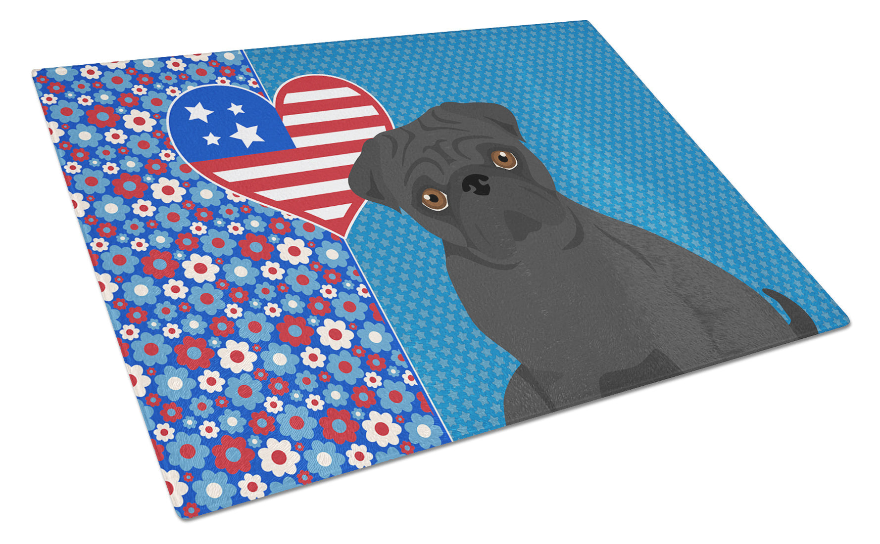 Black Pug USA American Glass Cutting Board Decorative Tempered Glass Kitchen Cutting and Serving Board Large Size Chopping Board