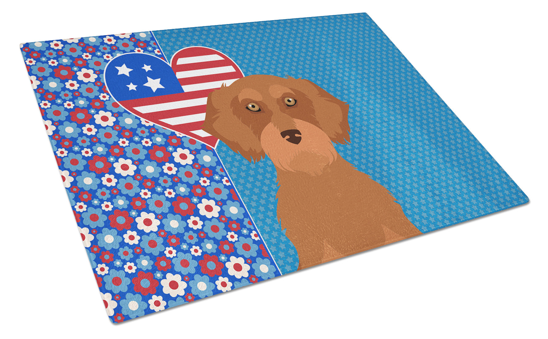 Wirehair Red Dachshund USA American Glass Cutting Board Decorative Tempered Glass Kitchen Cutting and Serving Board Large Size Chopping Board