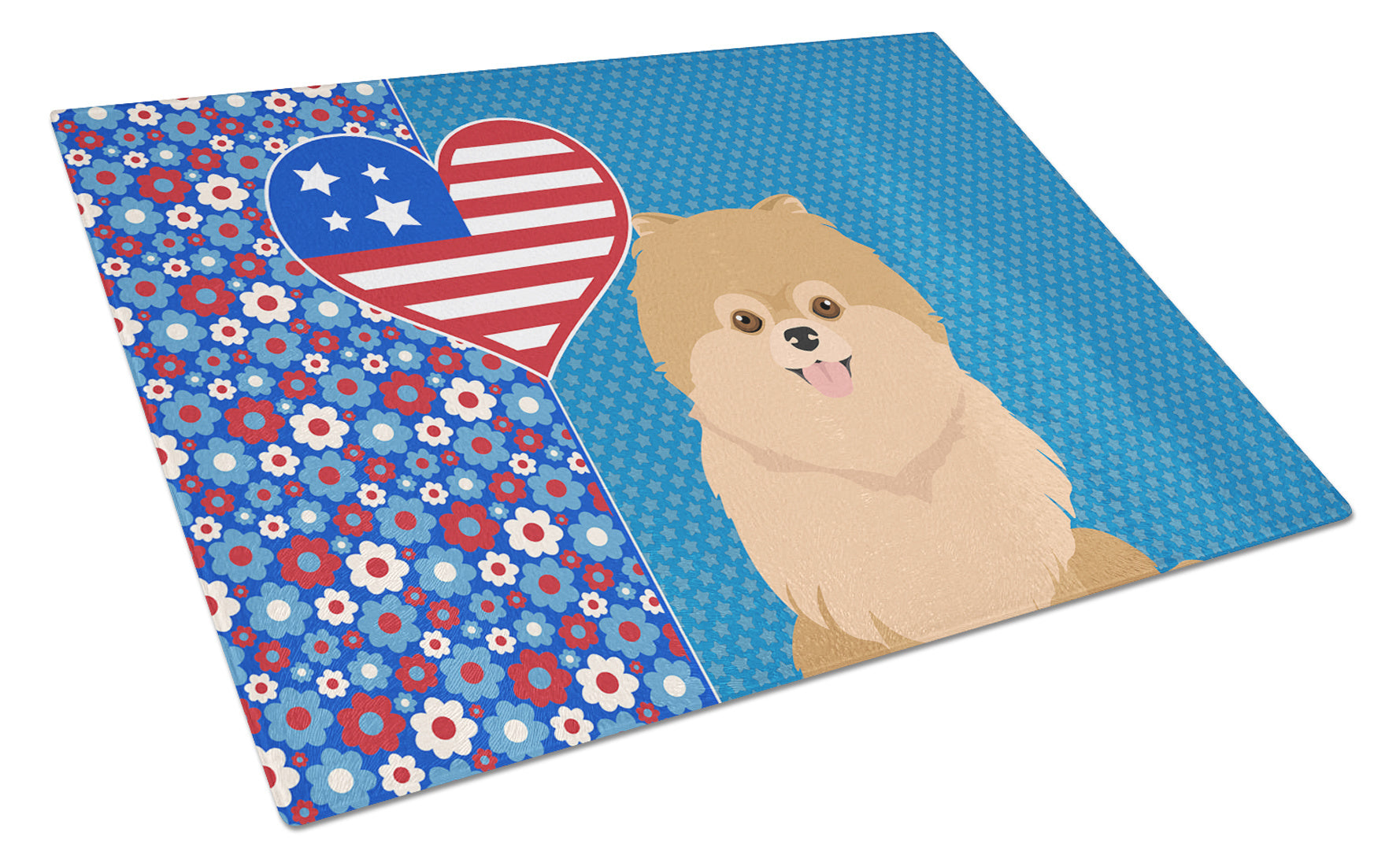 Orange Pomeranian USA American Glass Cutting Board Decorative Tempered Glass Kitchen Cutting and Serving Board Large Size Chopping Board