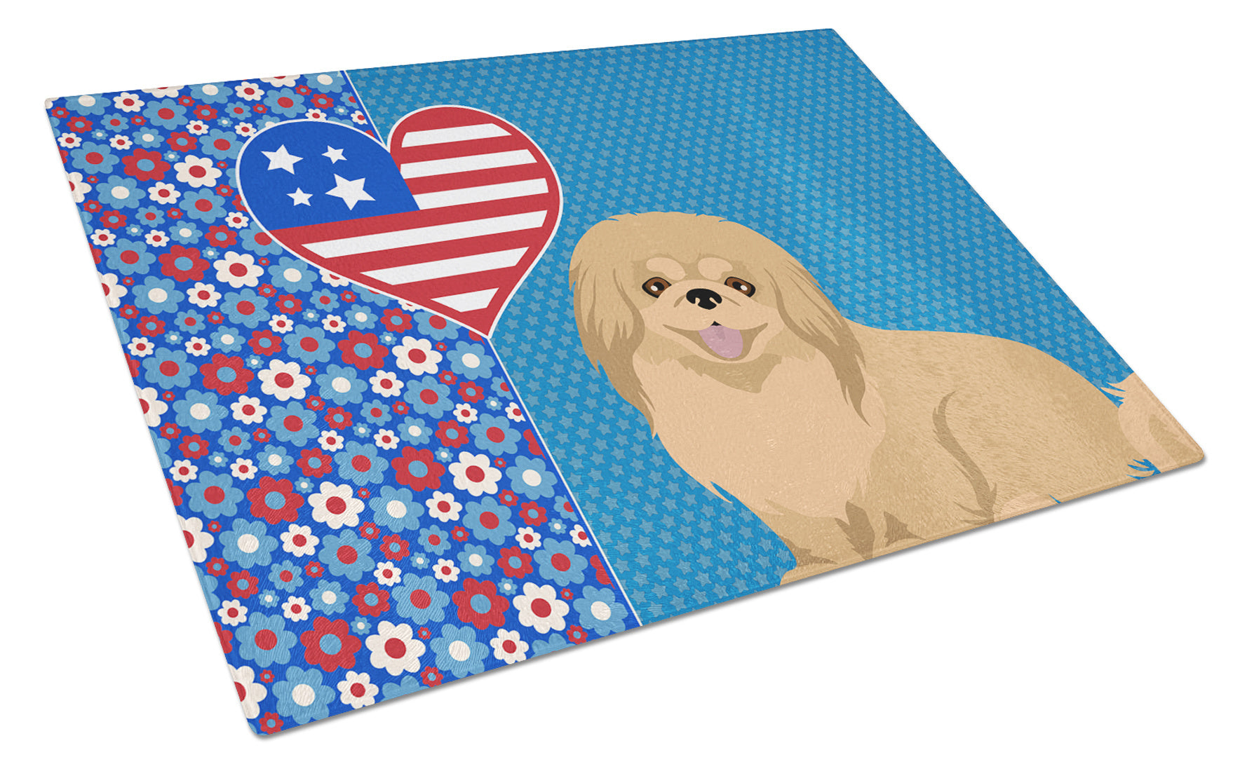 Gold Pekingese USA American Glass Cutting Board Decorative Tempered Glass Kitchen Cutting and Serving Board Large Size Chopping Board